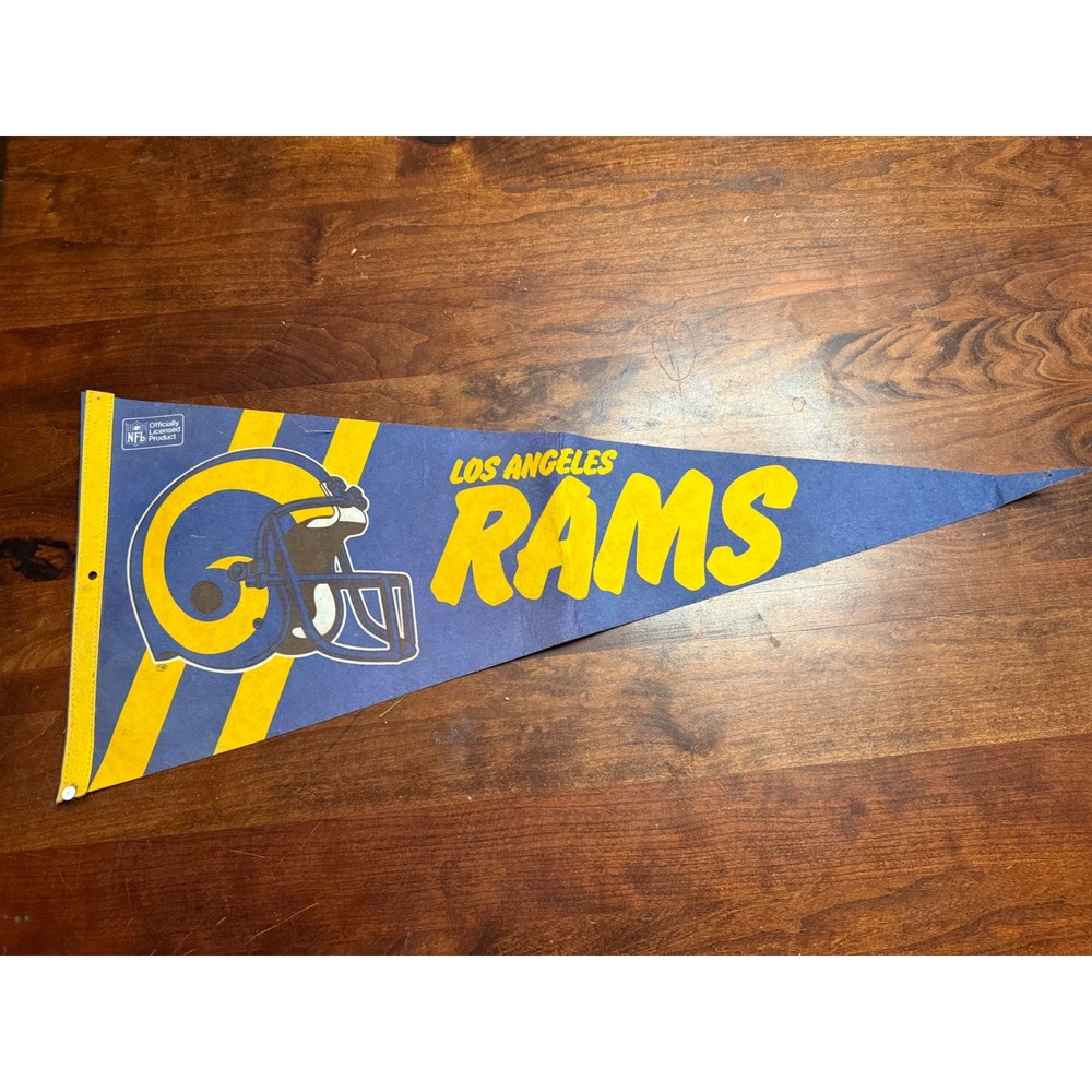 Vintage Los Angeles Rams NFL Felt Pennant Blue Yellow Football Sports Decor Fan